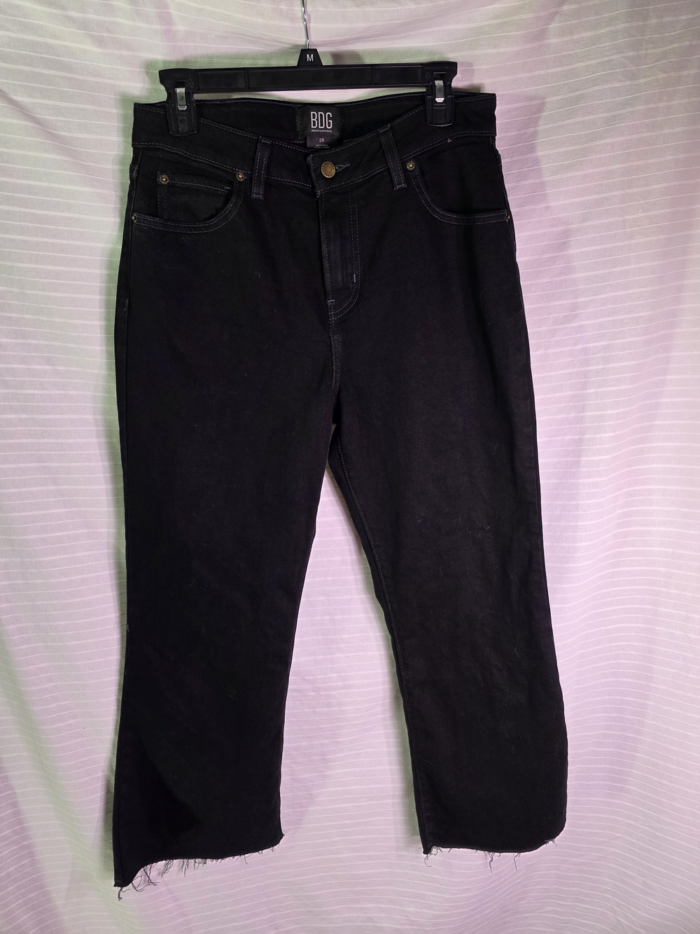 BDG Black Straight Leg Jeans with Raw Hem